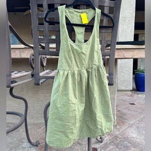 100% Cotton Lightweight Cargo Green Racerback Dress